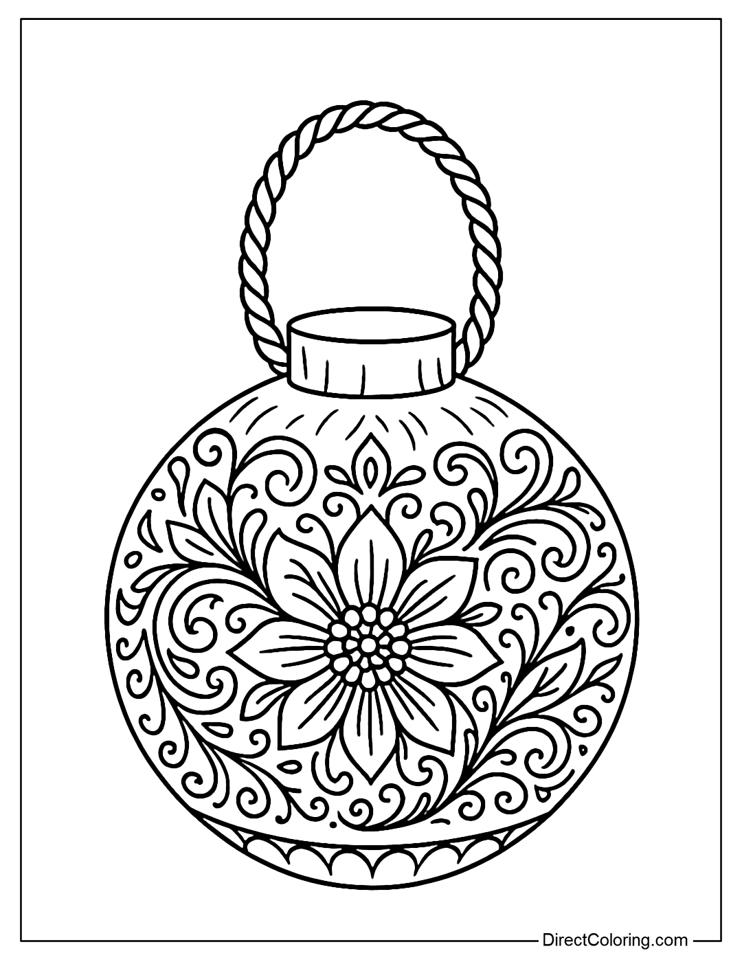Lantern coloring page made from coconuts with detailed carvings.